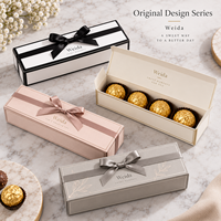 Emballage cadeau en chocolat quatre pièces, ruban noir, nœud, carton personnalisé imprimé, couvercle à charnière, boîte pliante