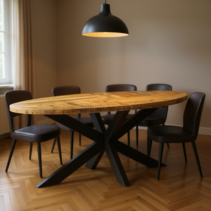 Oval Dining <b>Table</b> 78.7x39.4x29.5 Rough Mango Wood Metal <b>Legs</b> Modern Design Home Furniture - Product Image 2