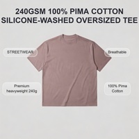 T-shirt Homme Personnalisé en Coton Pima 100% Lavé au Silicone 240 GSM, Soyeux et Frais, Coupe Oversize, Style Streetwear en Gros