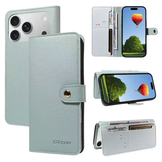 Kickstand PU Leather Flip Case Magnetic Closure Card Slot TPU Business Mobile Phone Case for iPhone 17 17 Pro 17 Pro Max Air