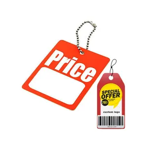Label gantung cetak warna-warni label harga promosi belanja pabrik dengan tali