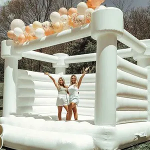 Commercial grade kids large big size white modern wedding party event jump house inflatable mini bouncer moon walk bouncy castle