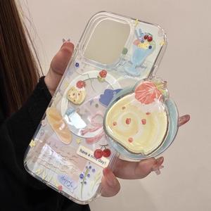 XP775 Style Imd Gâteau Roulé à la Fraise Gourmet Compatible avec Apple 17/16 Étui Magnétique Apple 15 Pro Max/14 avec Support - Product Image 2