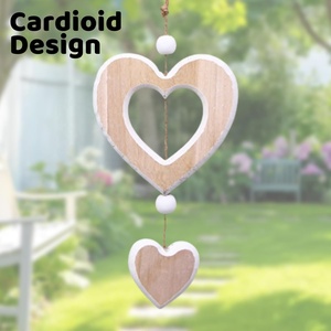 Ensemble de 2 coeurs décoratifs <span class=keywords><strong>en</strong></span> <span class=keywords><strong>bois</strong></span> pour décoration de fenêtre Pendentif gravé Sculptures suspendues - Product Image 4