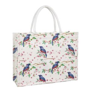 Factory Price Eco-friendly Recyclable Simple White <strong>Jute</strong> <strong>Tote</strong> <strong>Bag</strong> with Outside Pocket - Product Image 5