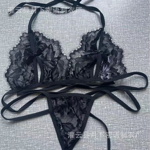 Conjunto de lencería sexy transfronterizo europeo y americano 2024, conjunto de lencería de dos piezas de encaje transparente para mujer - Product Image 2