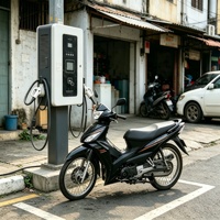 Nouveau chargeur rapide pour véhicules électriques DC 20 kW à double pistolet |   Station de recharge commerciale pour deux véhicules électriques (vélos et motos) avec indice de protection IP54 et entrée 380V