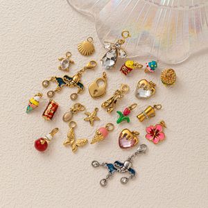 Nuevas <span class=keywords><strong>hamburguesas</strong></span> de comida a prueba de agua, patatas fritas, helado, corazón de circón, bolso de joyería de acero inoxidable, encanto para mujeres y niños - Product Image 1