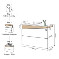 Bureau d'accueil moderne en marbre - Table de réception légère, convertible et durable de haute qualité pour usage commercial