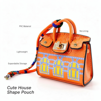 Porte-monnaie mini maison tendance, porte-rouge à lèvres léger en PVC, accessoire de sac tendance pour clés, écouteurs et usage quotidien
