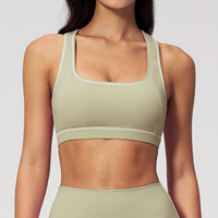 Soutien-gorge de sport en tissu brossé contrasté pour femme, débardeur athlétique dos nageur pour la course en extérieur et l'entraînement en salle de sport, Style 2036