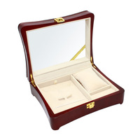 Boîte à bijoux rectangulaire pour homme en bois plaqué or noir de luxe avec doublure en velours personnalisable et emballage cadeau