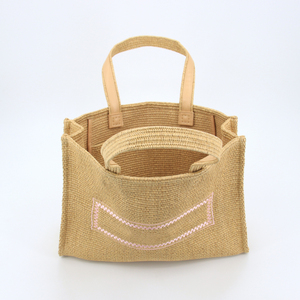 לוגו מותאם אישית קש תיק נשים קיץ rffia bag handecoal-תיק כתף קניות ידידותי - Product Image 5