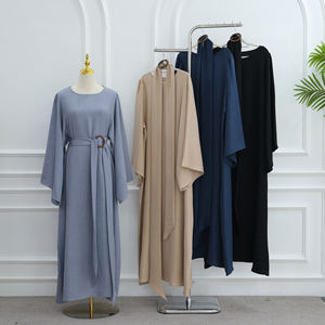 Robes modestes B2B, vêtements islamiques, robes pour femmes, nouvelle abaya d'été pour femmes, robe musulmane avec ceinture amovible et boucle en <span class=keywords><strong>bois</strong></span> - Product Image 6