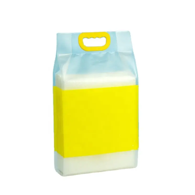 Bolsa de arroz personalizada de 25KG, embalaje con asa, Mylar de plástico de fondo plano, venta al por mayor
