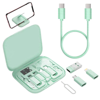 Kabel Data Multifungsi 60W 3A USB-C/Micro USB Konektor Putar 180 Derajat Selubung TPE Ramah Lingkungan Pengisian Cepat 6-in-1