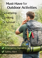 Sifflet de survie d'urgence portable en alliage d'aluminium, porte-clés, signal sonore puissant pour le camping et la randonnée, accessoires fabriqués en Chine