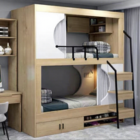 Lit superposé capsule moderne en bois multicouche pour dortoir, taille personnalisable, garantie 1 an, marque Olive, démontable et assemblable pour chambre à coucher