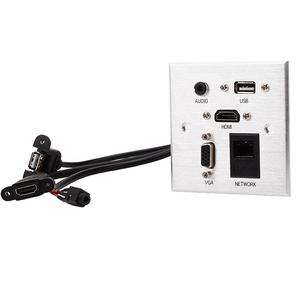 อะแดปเตอร์สายเคเบิล VGA แบบติดผนัง 86-Type พร้อมช่องเสียบ <span class=keywords><strong>Cat6</strong></span> RJ45 USB HD Audio พร้อมซ็อกเก็ตอะลูมิเนียม ผลิตจากอะลูมิเนียมที่ทนทาน - Product Image 3