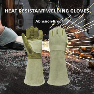 Gants de soudage en cuir de vachette résistant à la chaleur, antidérapants, ignifuges, à manches longues, 14 pouces - Product Image 2