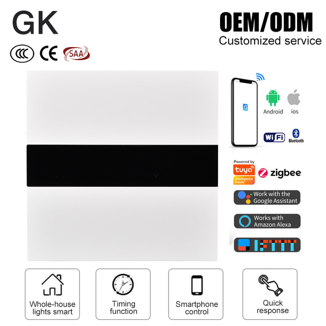 3 Gang EU Standard 220V 10A Smart Life Single Pole PC Material Wall Light Switch/Electric Switch