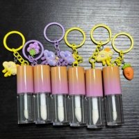 Tube de brillant à lèvres transparent personnalisable avec dégradé de couleurs, grand pinceau, rond, 4ml 6ml, conteneur vide en plastique pour rouge à lèvres, blush, porte-clés