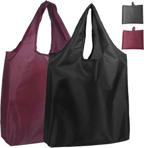 Foldable Reusable Eco-Friendly Durable Waterproof Nylon <b>Medium</b> <b>Size</b> Shopping <b>Bags</b> Two Handles Button Closure Storage Use - Product Image 1