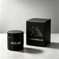 Boîte en papier personnalisée, pot en verre cylindrique 180 ml (6 oz), noir mat, couvercle noir, solution d'emballage tout-en-un