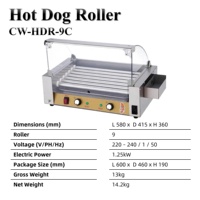 Machine à faire des pains à hot-dogs en acier inoxydable 220V portable haute efficacité avec 9 rouleaux à hot-dogs et couvercle