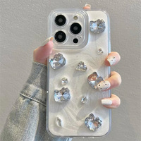 Style fille grosse pierre précieuse chat goutte colle vague bord TPU housse de téléphone portable pour Iphone 7 8 X Xr Xs 11 12 13 14 15 16 Pro Max