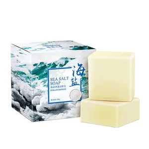 Jabón de sal marina orgánico para quitar granos, limpiador de poros, productos de belleza para el cuerpo, barra de jabón de baño hecha a mano para blanqueamiento