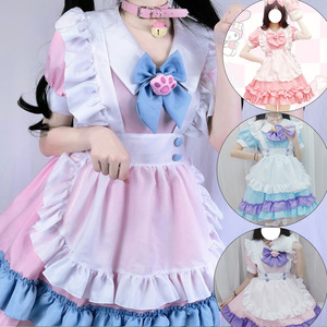 Vestido Lolita de Sirvienta Tallas Grandes S-4XL Rosa Blanco con Lazo Cintura Imperio Línea A Tela Tafetán Vestido de Mujer - Product Image 2