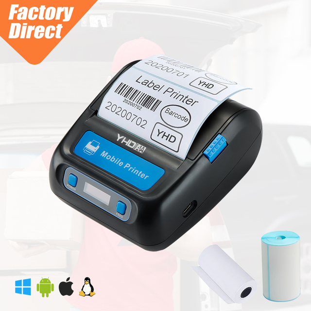 Outdoor Portable Mini 3 Inch Thermal Barcode Label Printer Wireless USB BT 80mm Thermal Receipt Printer with OLED Screen