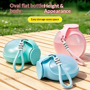 Bouteille d'eau portable pour animaux de compagnie en forme de <span class=keywords><strong>gourde</strong></span> plate avec cordon, anti-fuite, pour voyage en extérieur, en matériau de qualité alimentaire - Product Image 4