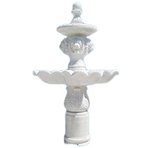 Fontaine décorative unique sculptée à la main en pierre blanche de roche solide - Product Image 1