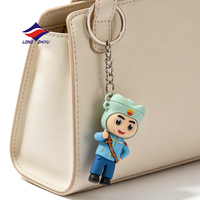 Longzhiyu 20 ans – Porte-clés personnalisé en PVC bleu avec personnage de dessin animé mignon, pendentif de sac, poupée 3D, porte-clés sur mesure