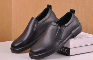 Chaussures en cuir décontractées pour hommes grandes tailles, en cuir véritable de première qualité, semelle souple et confortable, légèrement rehaussées, à lacets, polyvalentes, simples, hiver, avec bouton - Product Image 6