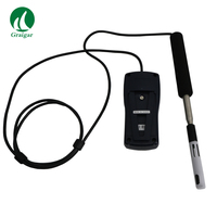 Anemometer kawat panas TES-1341N, pengukur kecepatan udara dengan antarmuka USB & perangkat lunak jepitan kelembaban
