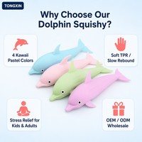 Jouet Squishy Dauphin TONGXIN en TPR à Remontée Lente, Anti-Stress, Jouet Sensoriel à Presser pour Adultes, Vente en Gros