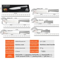 Ensemble de couteaux de cuisine tout en acier à cinq pièces, couteaux de cuisine en acier inoxydable d'exportation et couteaux de cuisine
