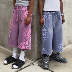 Custom Streetwear Capris Sweatpants <strong>Leopard</strong> <strong>Print</strong> Summer Baggy Casual 100% Cotton Sweat <strong>Shorts</strong> Jogging 3/4 Long <strong>Shorts</strong> <strong>Men</strong> - Product Image 3
