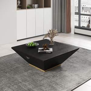 Voxhome ห้องนั่งเล่นสีดำอเนกประสงค์ทำจากไม้รูปสี่เหลี่ยมทันสมัยและวัสดุเก็บของสีดำ - Product Image 1