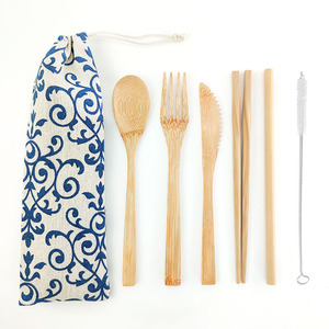 Juego de <span class=keywords><strong>Cubiertos</strong></span> de Bambú Ecológicos Reutilizables para Viaje con Estuche y Caja de Regalo, Juego de 6 Piezas - Product Image 6