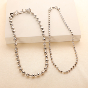 <span class=keywords><strong>Di</strong></span> alta qualità in acciaio inox rotondo 6mm 8mm <span class=keywords><strong>perline</strong></span> catena a sfera <span class=keywords><strong>collana</strong></span> in argento per gli uomini - Product Image 6