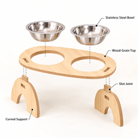 Support de bassin durable en acier inoxydable et bois Zheng Xin, double gamelle anti-renversement pour chats, chatons et petits chiens