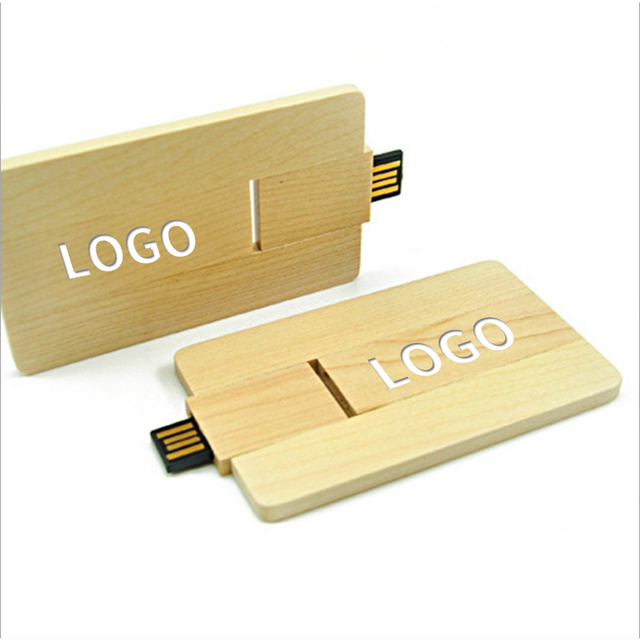 Custom Wood USB 2.0 Flash Drive Portable Slim Business Card Type 32gb Flash Memory with Logo