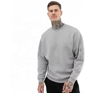 Felpa oversize girocollo da uomo in felpa di pile bianca grigia personalizzata da uomo - Product Image 5
