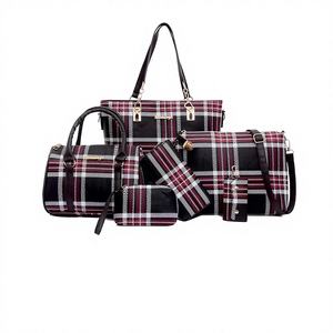 Juego de 6 Bolsos de Mano de Cuero con Diseño de Rejilla para Mujer, de Lujo, Fabricante Chino - Product Image 1