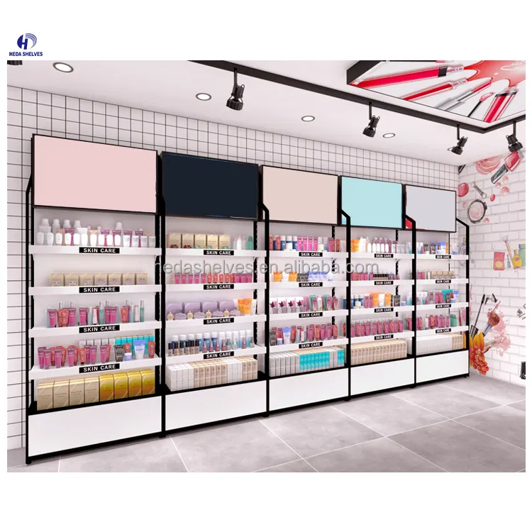 Modern Fashionable Cosmetic Display Shelves Custom Shopping Mall Makeup Display Shelf For Beauty Product