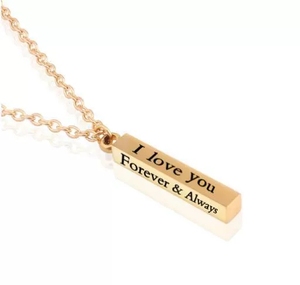 Colliers pendentifs en acier inoxydable personnalisés en gros avec nom, <span class=keywords><strong>collier</strong></span> à colonne de souhaits, plaqué or, argent, rhodium, lien en <span class=keywords><strong>jade</strong></span>, bijoux de couple - Product Image 1